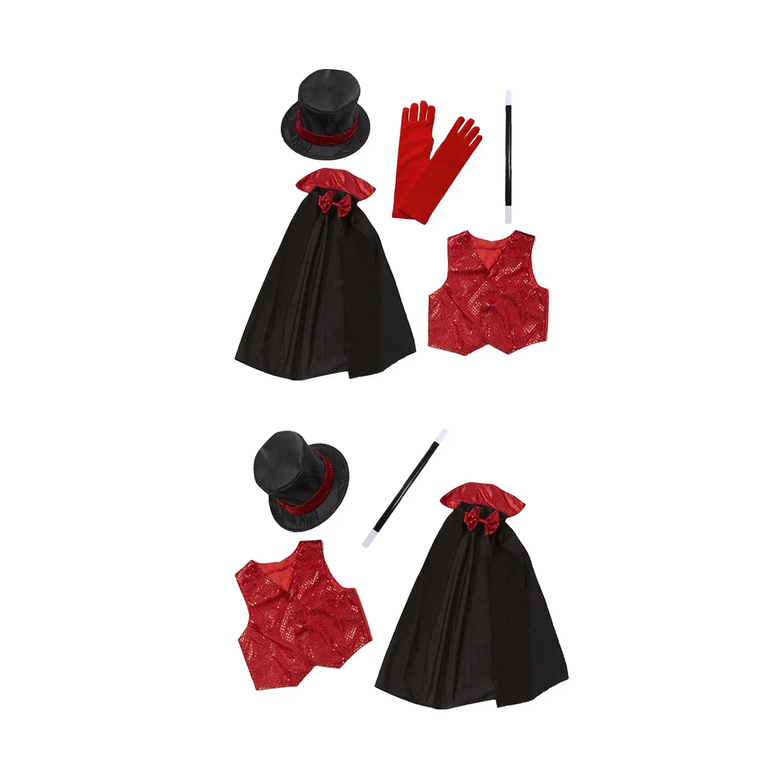 

Magician Role party Cosplay Set Topper Hat Bow Stage Performance gloves Set Vest Cloak Magician Accessory Set for Party