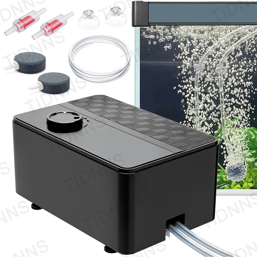 Silent Aquarium Oxygen Air Pump with Check Valve Fish Tank Double Outlet Large Oxygenator Aquarium Air Compressor Aerator 220v8w