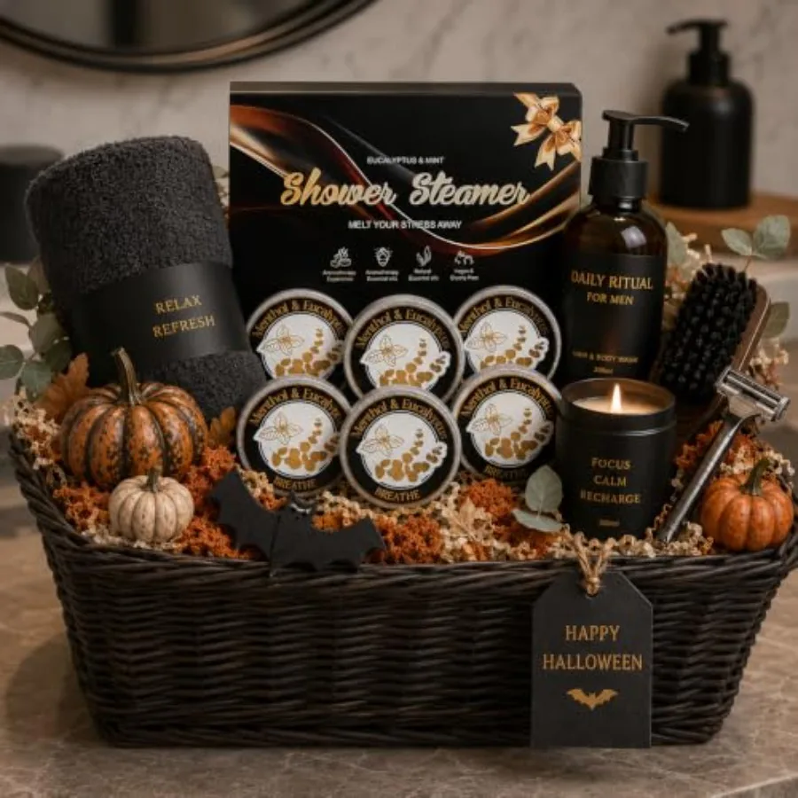 Boo Basket Stuffer for Him Eucalyptus Shower Steamers Aromatherapy Christmas Stocking Stuffers for Mens Adults Teens Self Stres