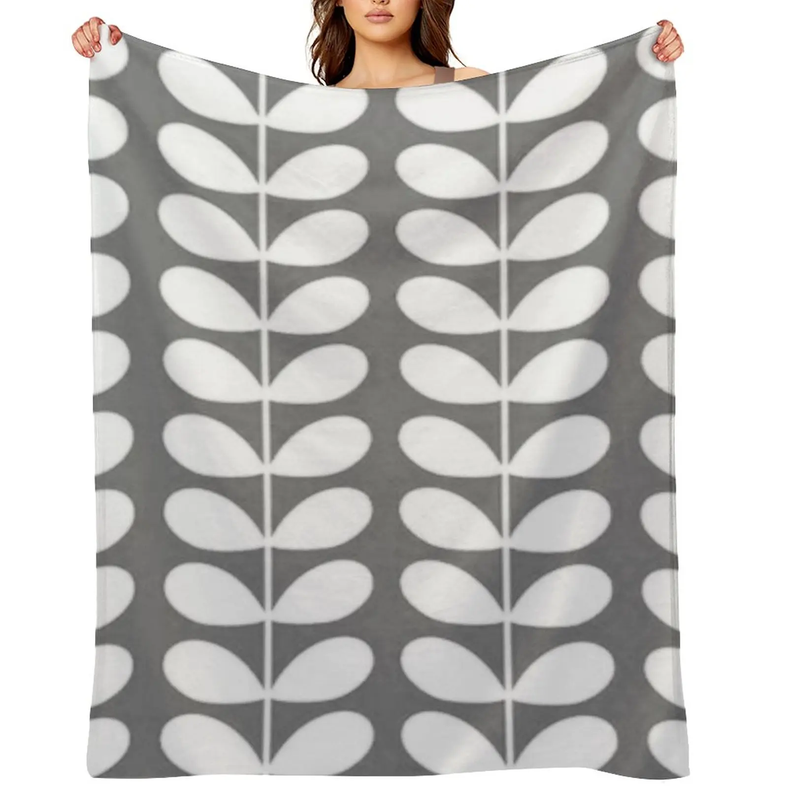 orla kiely multi stem ,grey, white, kiely pattern, orla kiely floral Throw Blanket Flannels Hairy Furrys Baby Sofas Blankets