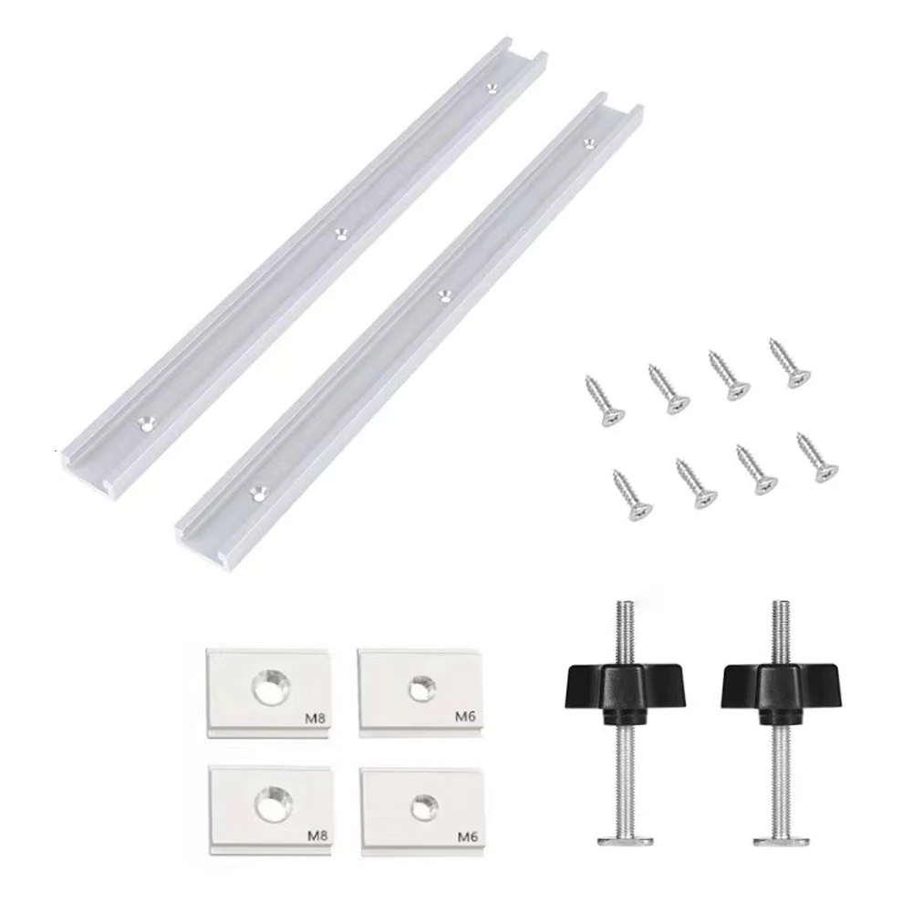 

Aluminum T-slot Miter Track Fixture Woodworking Projects 400mm/15.75 In T-slot Rail Installation Tools Complete Parts Set