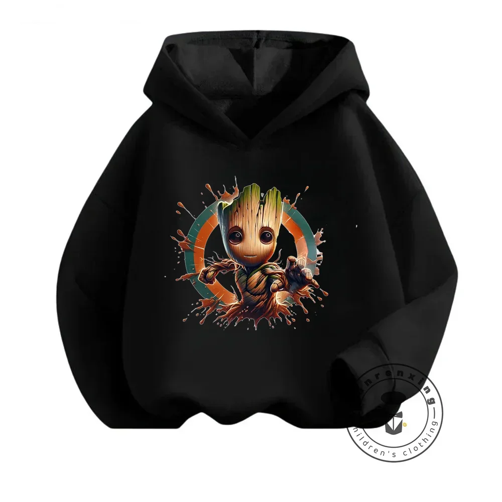 Autumn Kawaii Baby Groot Print Hoodie Children's Fashion Street Hoodie+Pants Casual Jogging Sweatshirt I Am Groot Funny Cartoon