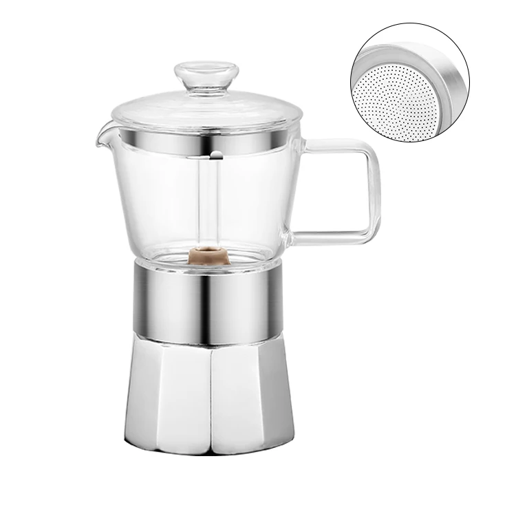 120ml Cafetera Espresso Coffee Maker Glass Aluminum Italy  LatteTools Coffee Sets Moka Pot