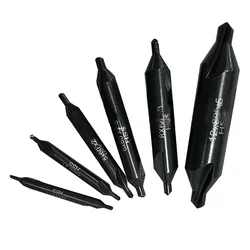 6pcs HSS Center Drill Lathe Combined Tool Bit Countersink Tackle Center Spotting Drill Mill 60 Degree Angle Black