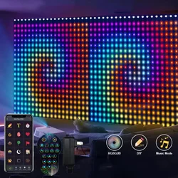 Guirnalda de luces LED RGB para cortinas, 3x3M, LEDs 2024, Control por aplicación inteligente, patrón de bricolaje, guirnalda de luces de hadas de Navidad para decoración de festivales, novedad de 400