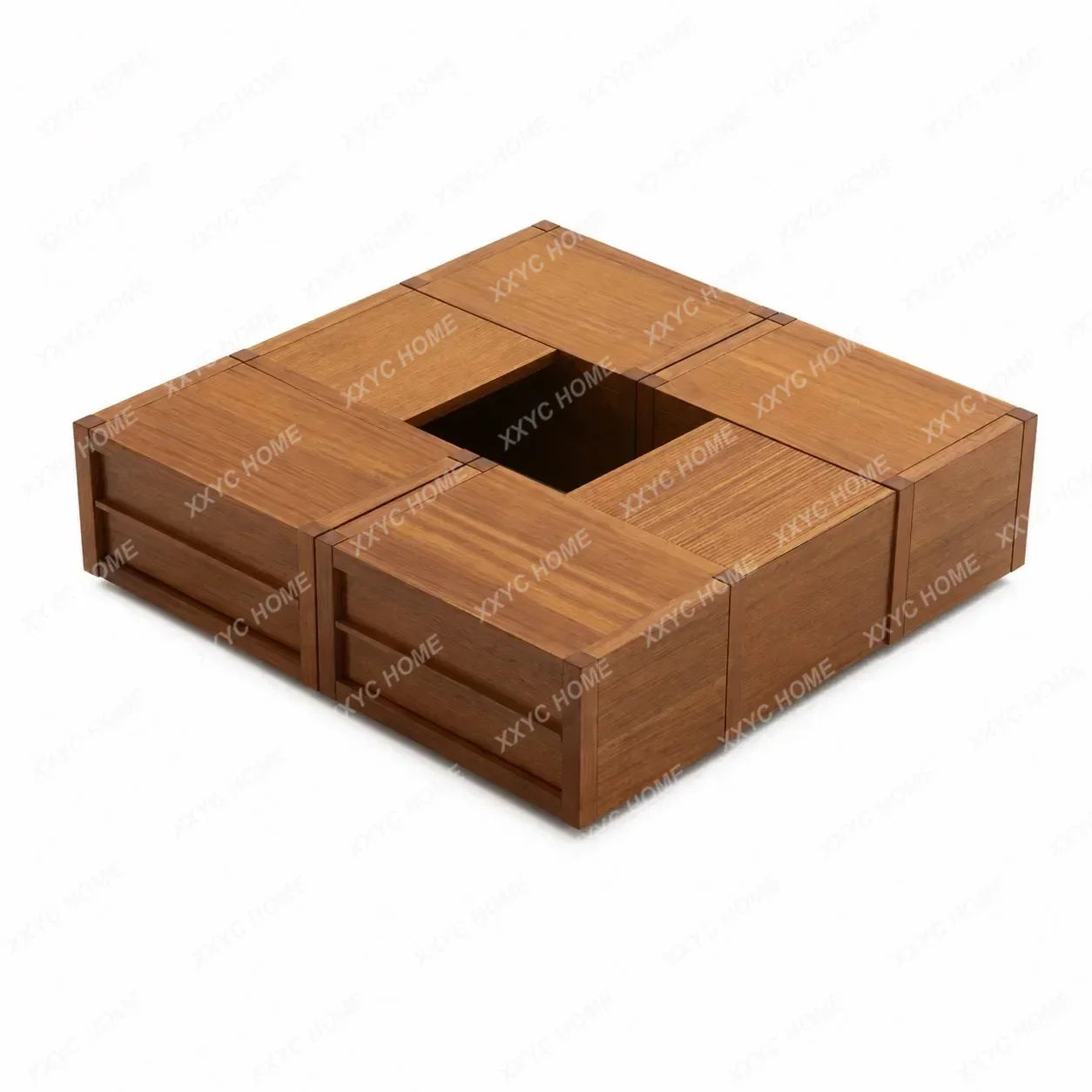 style square solid wood coffee table living room log solid wood large board coffee table