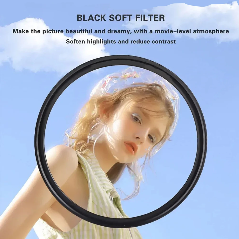 Black Mist Diffusion Filter 1/4 Softens Highlights Reduces Contrast for Cinematic Portrait & Landscape