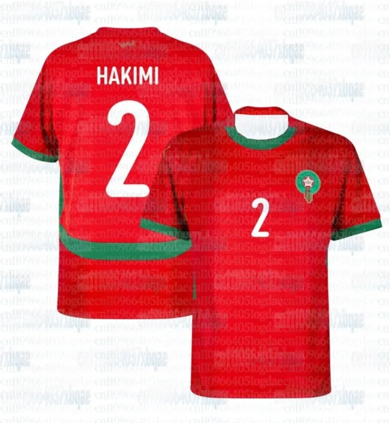 Morocco Home Hakimi No.2 Jersey 2025-2026 Same Style Football Training Uniform Breathable Top for FamilyMatching Tops Tees