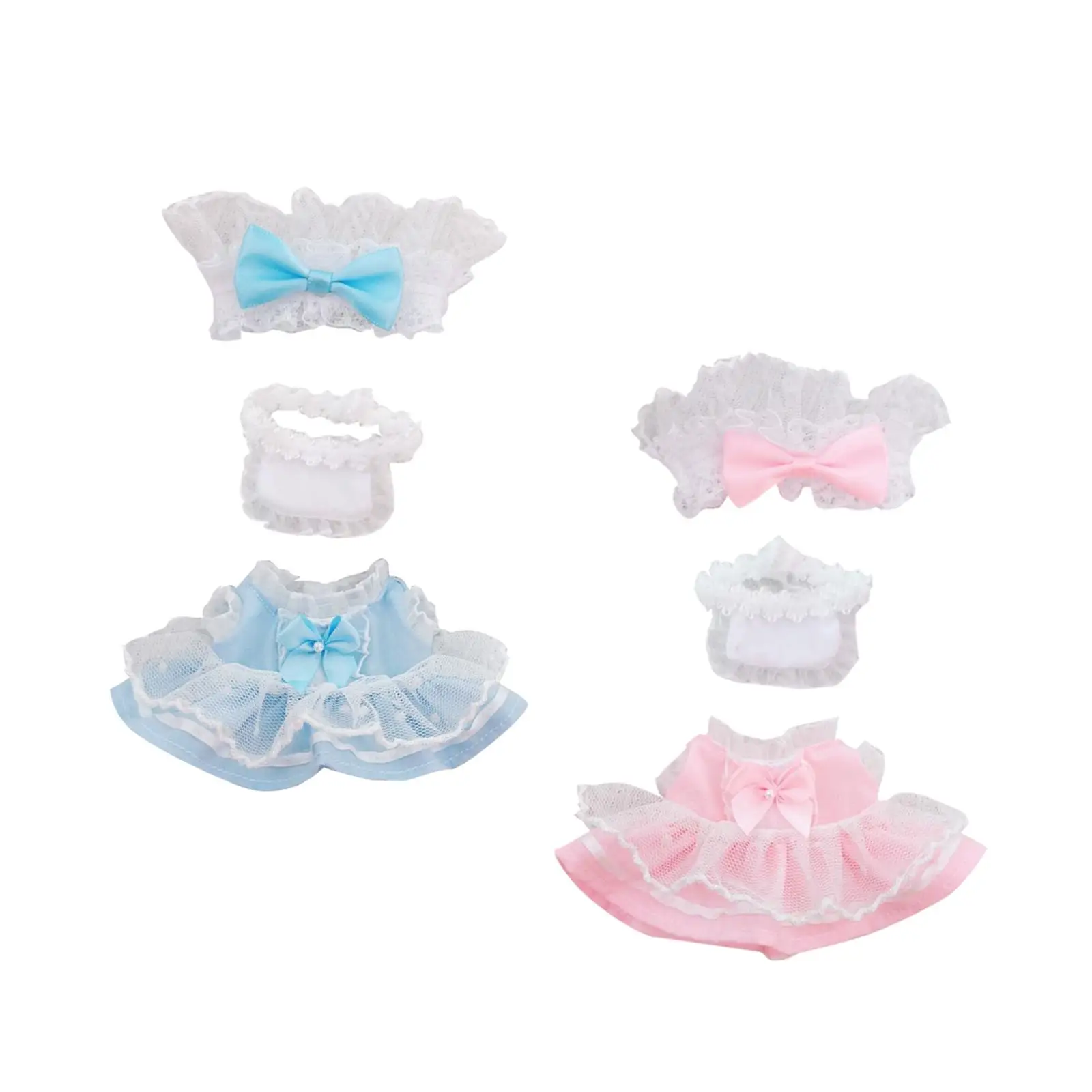 3 Pieces Fashion Dolls Maid Dress Suit with Headband Apron, Costume Accessories for 17cm Dolls, Girls Dolls Birthday Gifts