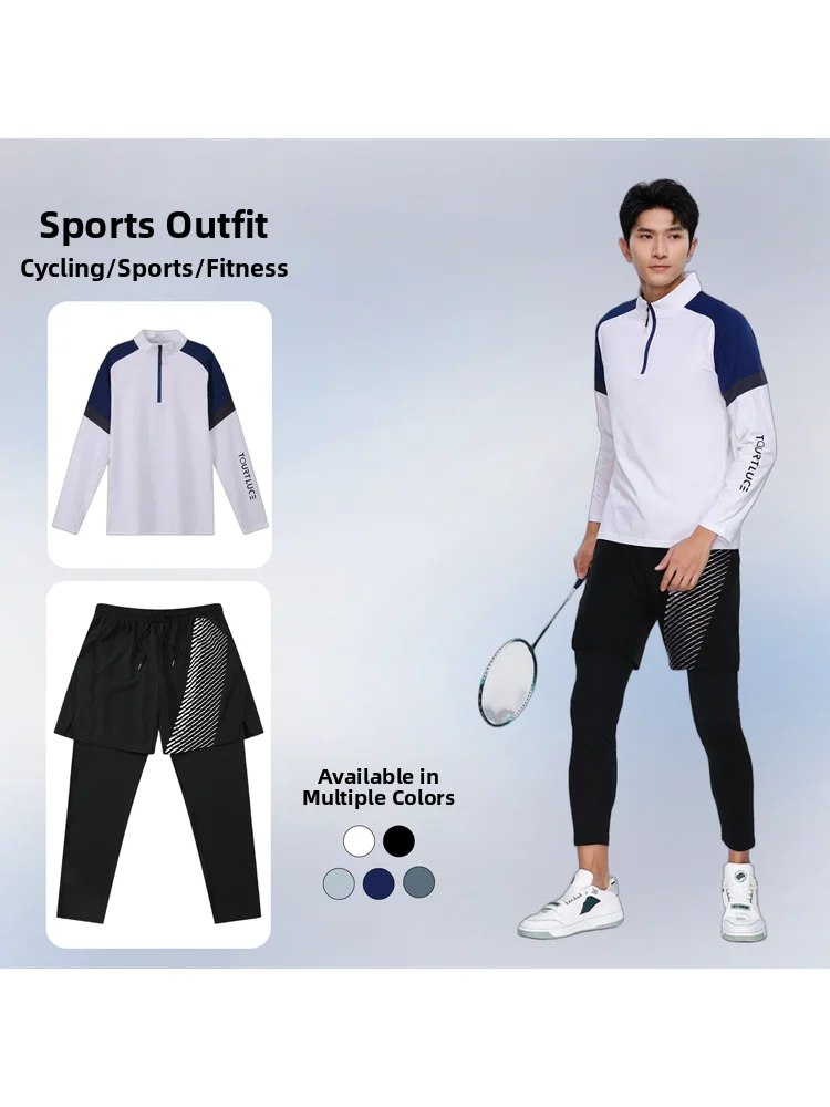 

Rouje Runway Qui Dry Sports Fitn Комплект одежды для мужчин Дышащий тренировочный костюм Осенняя длинная футболка Све и длинные брюки