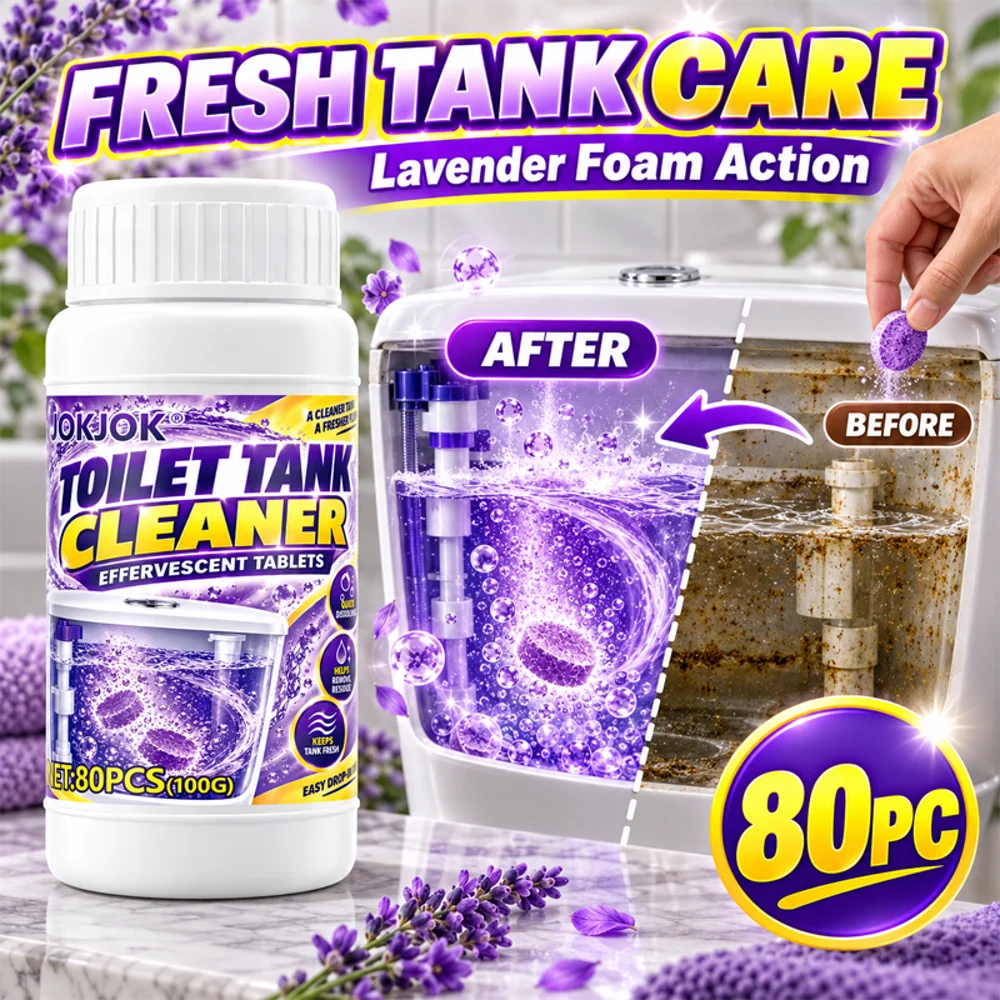 80Pcs Toilet Effervescent Tablets. Just Drop into Toilet or Tank. Gentle to Glaze, Scrub-Free Home Toilet Cleaner.
