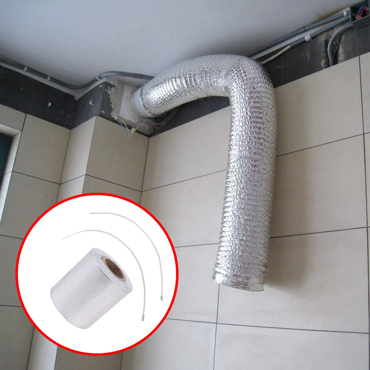 

Aluminium Foil Tape 500x5x0.1cm High Temperature Resistant Adhesive Sealing Tape for Water Heater Roof Waterproof Air