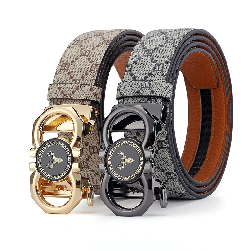 

“Gift ready”Korean style men's Strap,Christmas deer motif Automatic Buckle Men's Waist belt,luxury Genuine Leather belt