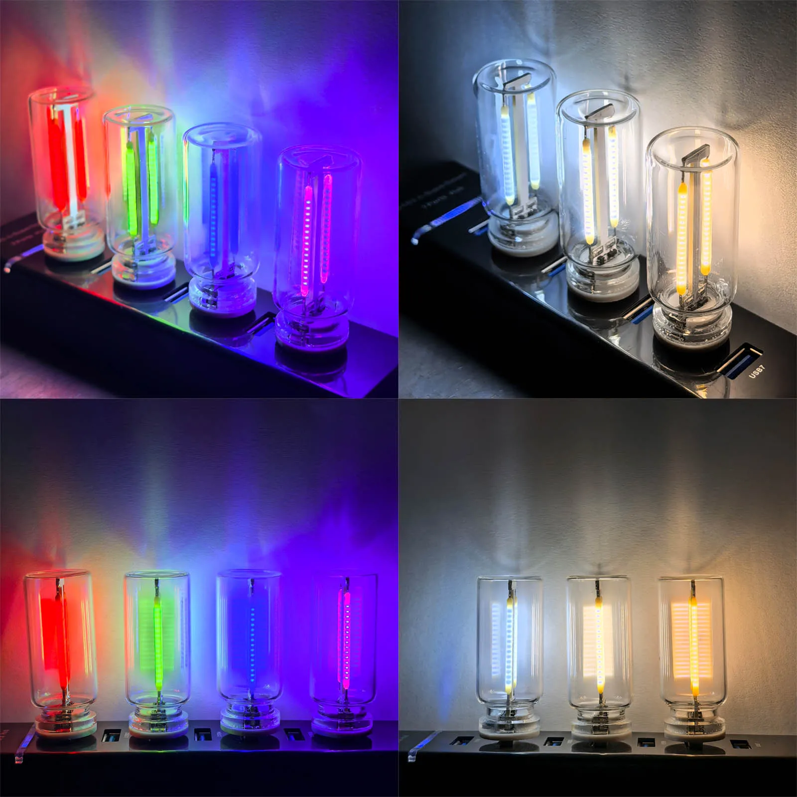 LED Nachtlicht bunte LED Filament Lampe Glühbirne Nacht Fütterung Lichter USB Touch Control Licht für Schlafzimmer Nachttisch Beleuchtung