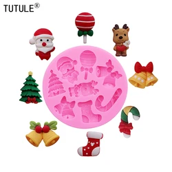 Christmas Resin Jewelry Accessories Silicone MoldDIY Santa Claus Tree shoes bell crutches lollipop deer Chocolat Candy Cake Mold