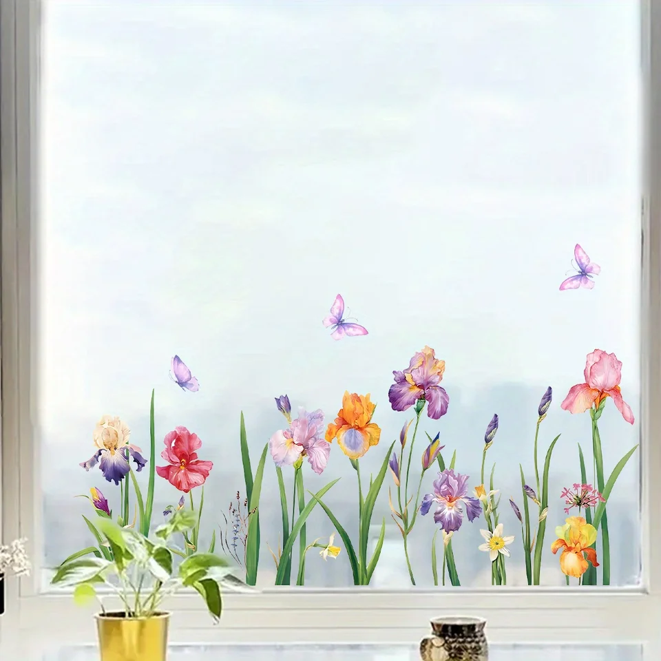Kangtaixin Autocollants Aquarelle Réutilisables Pour Fenêtres - Décoration Printemps Oiseaux Fleurs Papillons Décoration Saisonnière Fenêtre