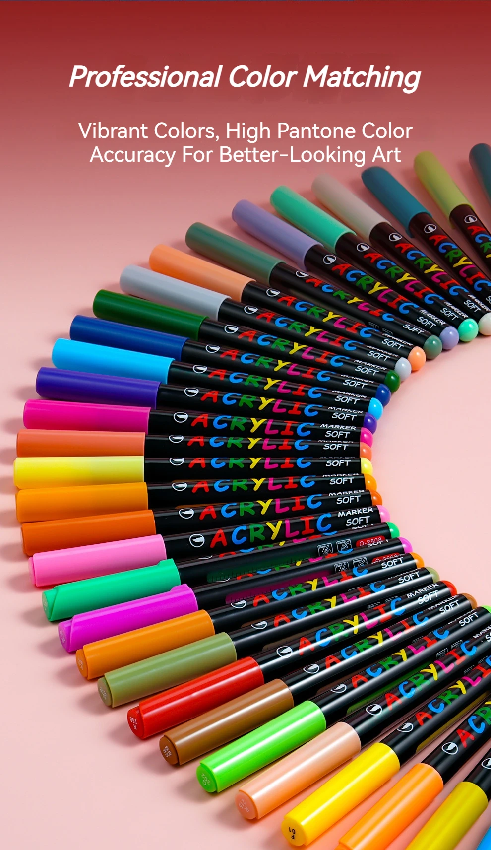 Hochwertiges Acryl-Marker-Set mit Direktflüssigkeit und Weicher Pinselspitze, Satte Farben für Kunstwerke & DIY-Projekte – Detail 2