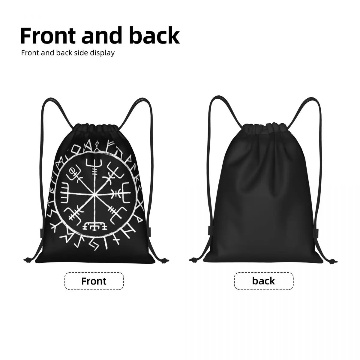 Custom Nordic Mythology Rune Circle Viking Drawstring Backpack Bags Women Men Lightweight Gym Sports Sackpack Sacks for Shopping