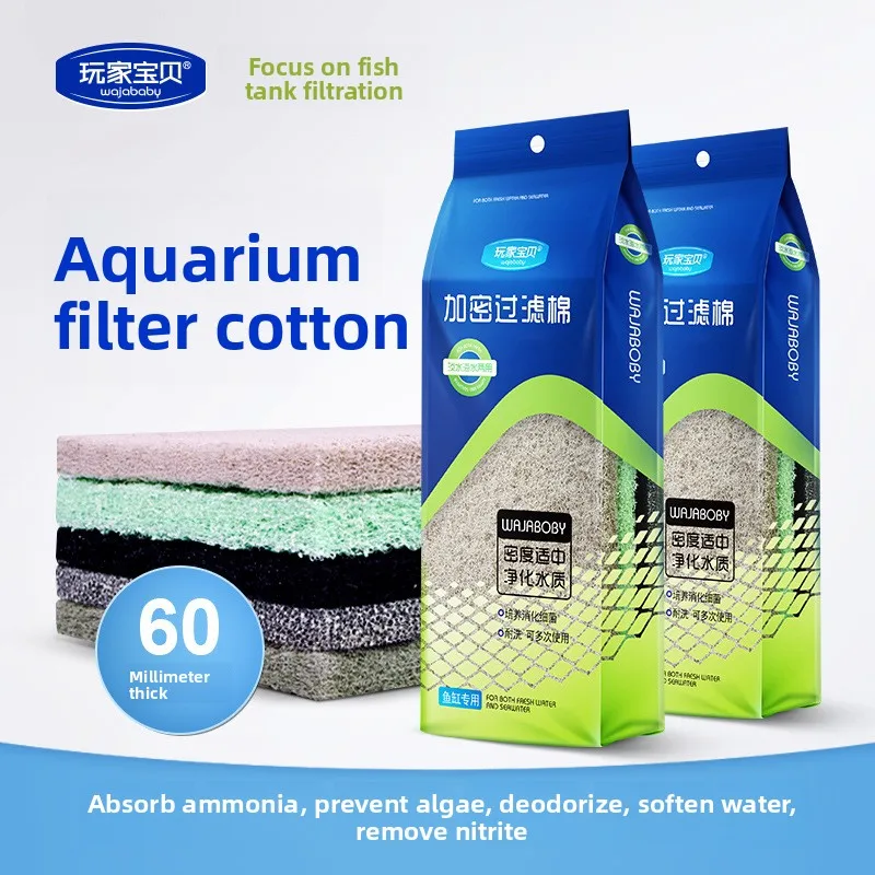 

WAJABABY Multi-Function Filter Pad-Combines Mechanical Filtration,Bio Media,Ammonia&Nitrate Removal,Anti-Algae&Odor Control