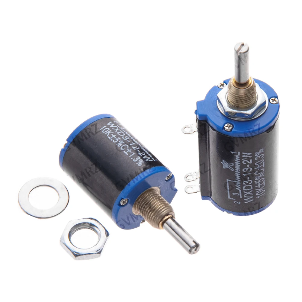 WXD3-12/WXD3-13 2W Multi-Turn Wirewound Resistor - Precision Adjustable Resistor with Mounting Nuts & Washers 100K 680R 5.6K
