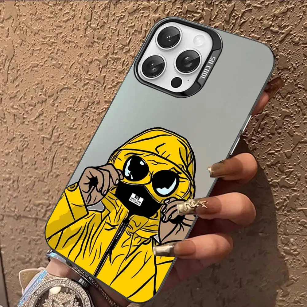 Funda de teléfono con personaje enmascarado para iPhone 16 15 14 13 12 11 Pro Max X XR XSMAX 8 7 Plus, cubierta mate a prueba de golpes trasera anticaída