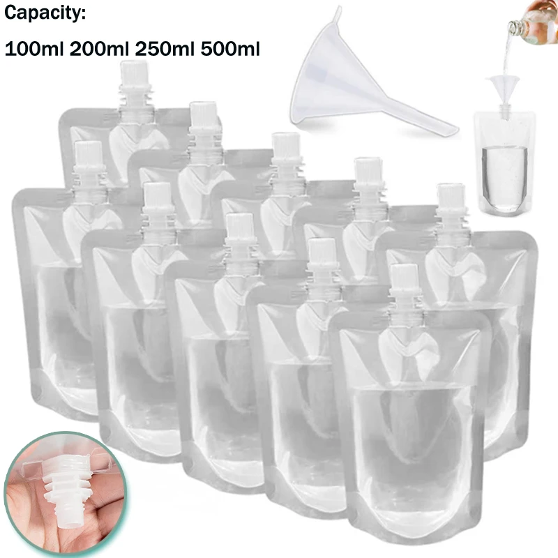 100 ml-500 ml Reise-Getränke-Auslaufbeutel, transparente Plastiktüten, versiegelte Saftaufbewahrung, Getränke, eiskaltes Getränkebeutel, tragbar – Detail 2