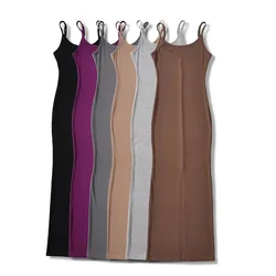 2024 Sexy side spilt summer dress women backless evening party dresses female black bodycon cami beach dress vestidos sexy