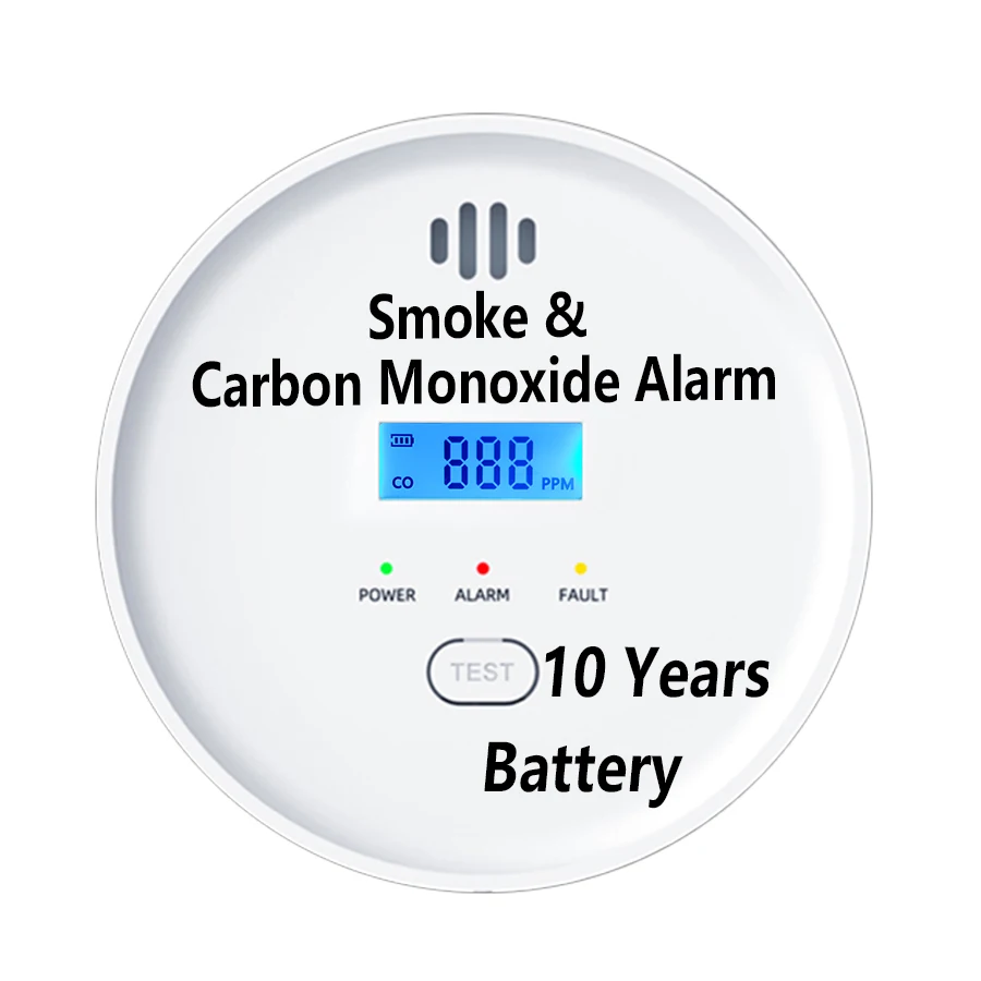 

NOCCLILI 10 Years For Smoke Carbon Monoxide Detector Battery Backup CO Alarm Combo with App Notification CE UL Certified