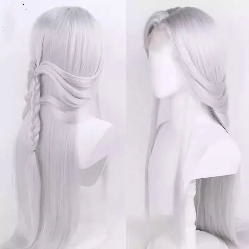 Ashes of the Kingdom Zuoci al gestileerde cos pruik lang zilver wit cosplay pruiken cos rekwisieten set voor kinderen cadeau