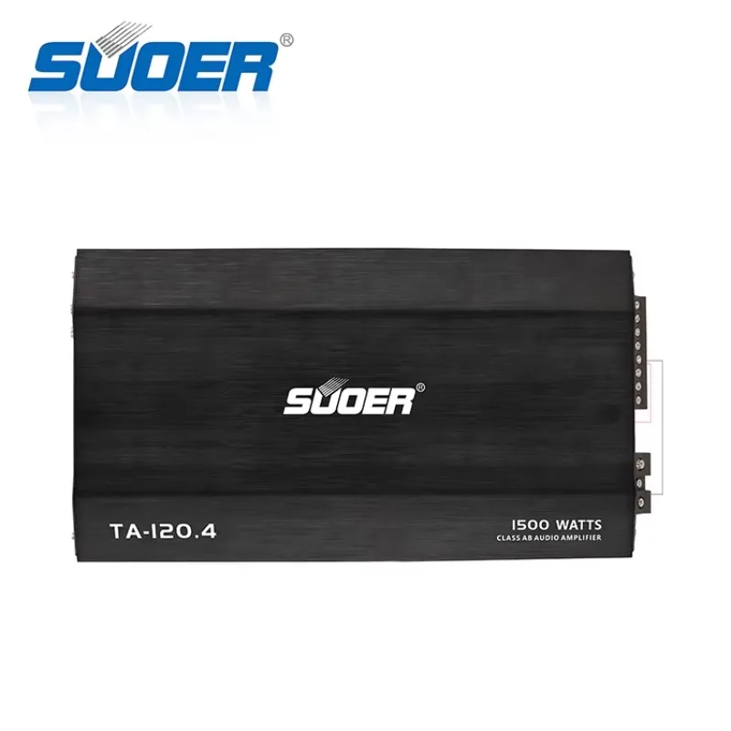 Suoer TA-120.4 1500w Max Automotive Ampere 4-Channel Class AB 12v Automotive Audio Amplifier