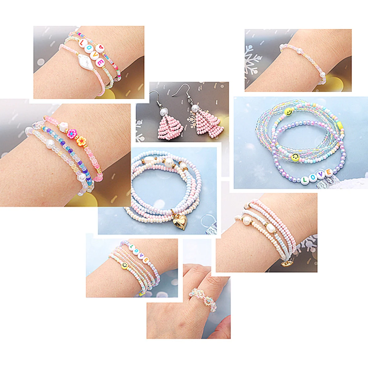 2mm 3mm Glass Seed Beads Kit with 10 Grid Organizer Box, Matte/Creamy/Rainbow Seed Beads & Alphabet Beads for DIY Jewelry Making view 5