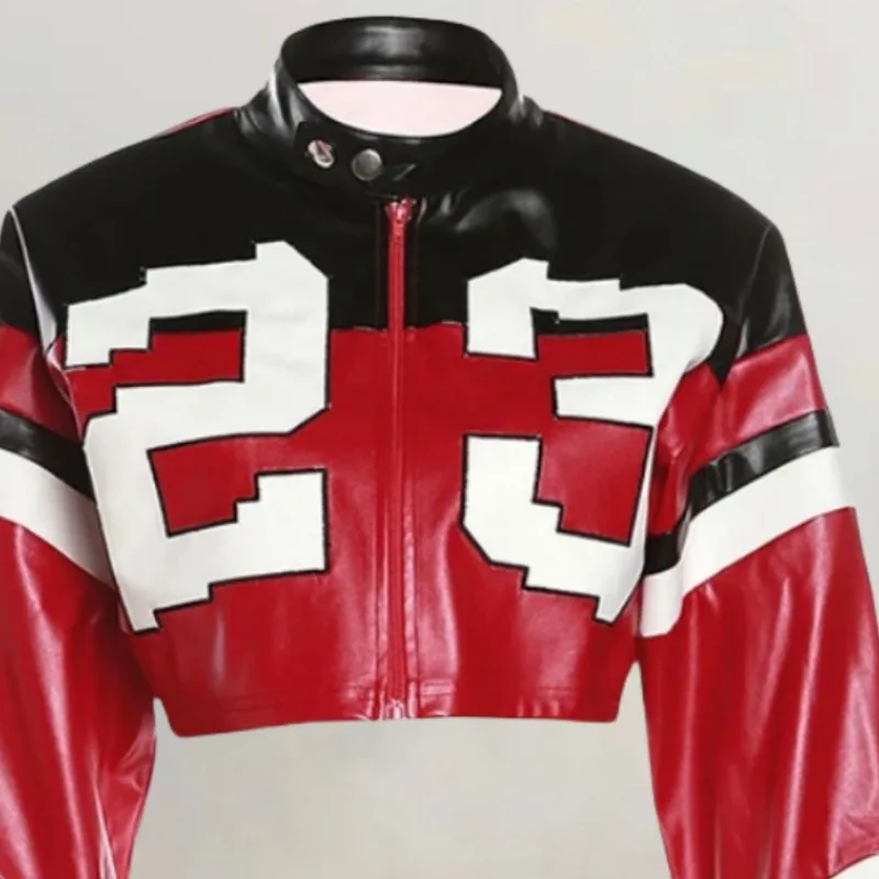 Casaco superior feminino outono/inverno imitação de couro com zíper manga longa retro simples design casual moda nicho versátil magro