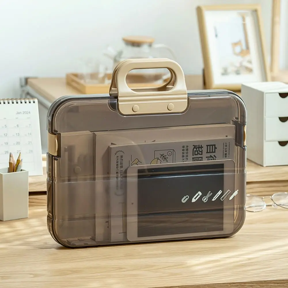 

Portable Documents Case Plastic Large Capacity A4 File Folder with Handle Waterproof Document Storage Boxes Student Use