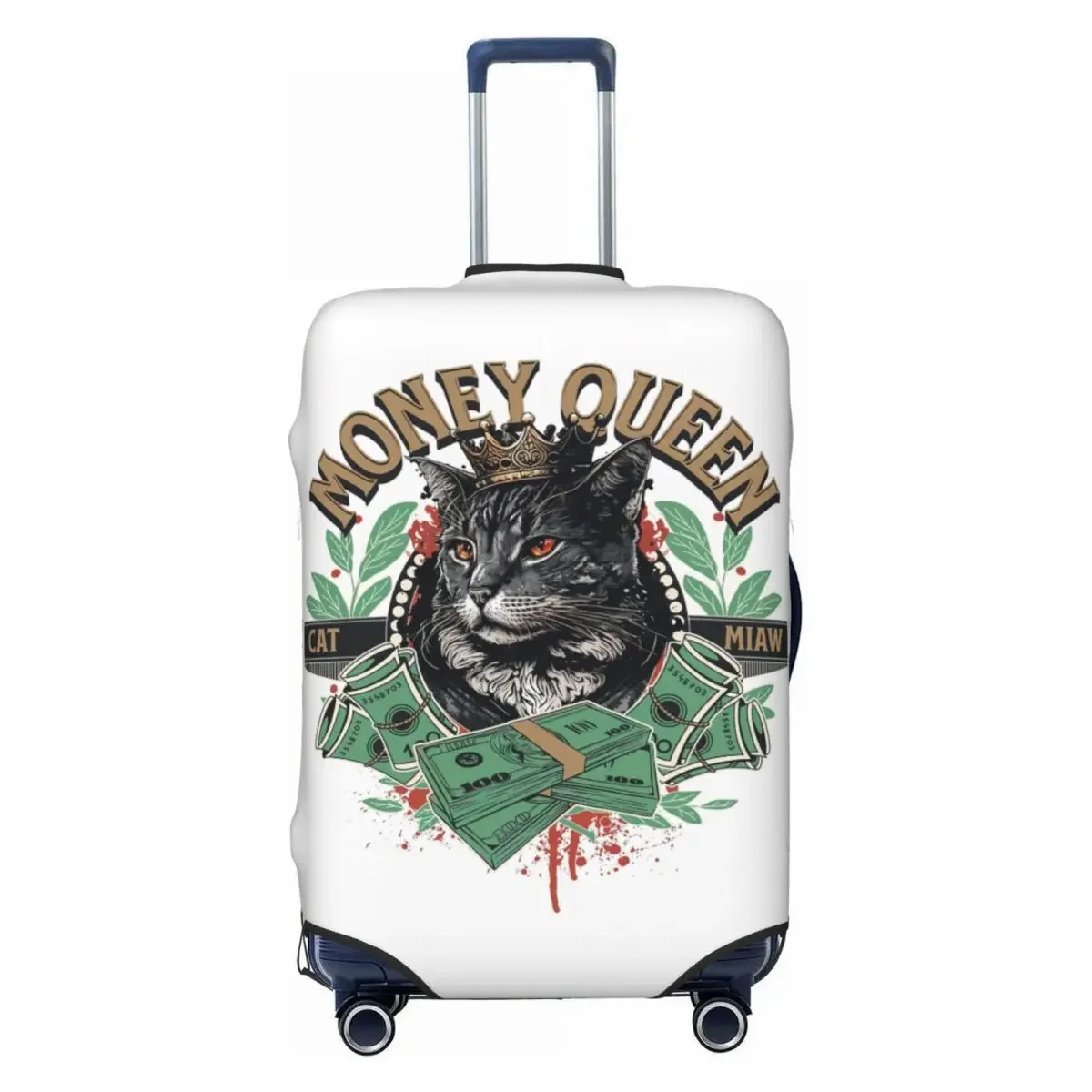 Cat Miaw Money Queen Print Luggage Protective Dust Covers Elastic Waterproof 18-32inch Suitcase Cover Travel Accessories