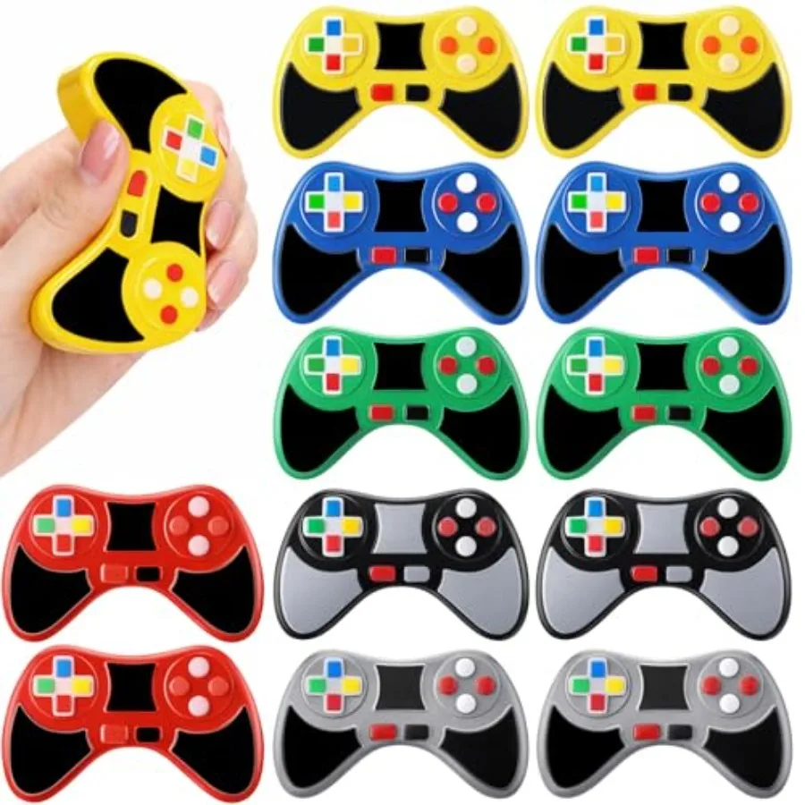 

Video Game Party Favors: 48 Pcs Controller-Shaped Stress Toys, Colorful Sensory Fidget Balls, Soft Rubber, for Adults Birthday