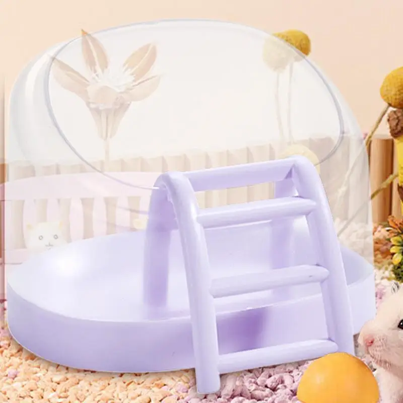 Hamster Toilet ladder Bathtub anti-splash Anti-slip Sand Bath Container Fully Transparent Field Of View Bathing Accessories