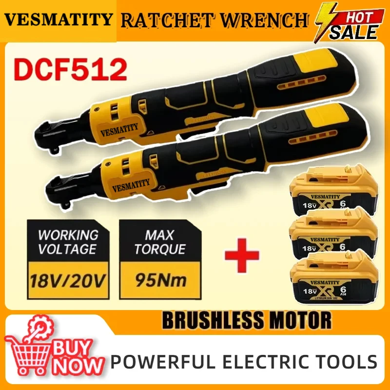 DCF512 Brushless Cordless Ratchet Wrench 95N.m 3300RPM 13MM 1/2 Inch Drive Power Tool For DeWALT Battery