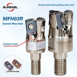 CNC Modular Type Milling cutter MFH Hi-feed Milling MFH03R-D25-M12 Thread Locking Type Cutter Head Fit Insert LOGU030310ER