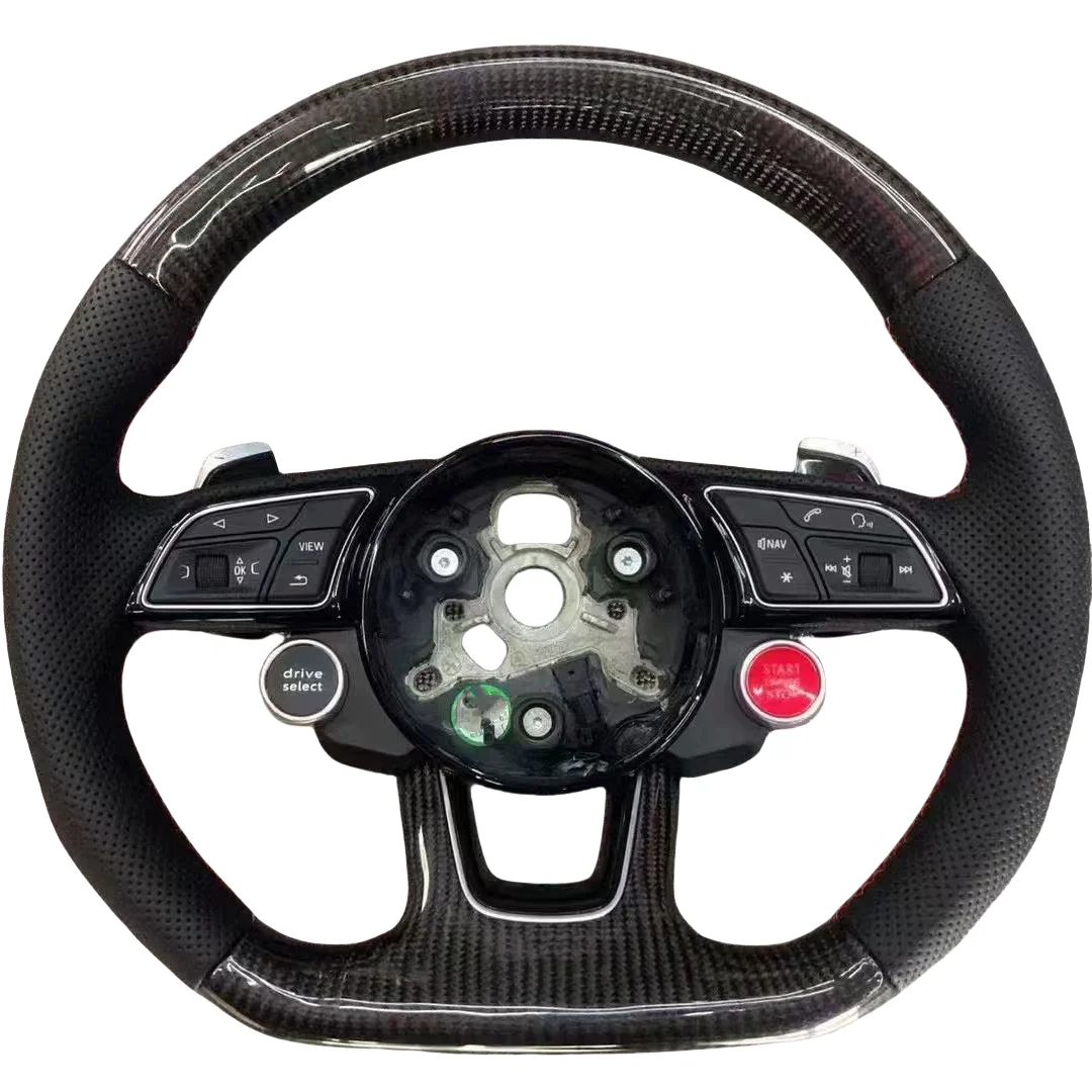 High Level Real Leather Carbon Fiber Steering Wheel New Style Sport Pro for AUDI RS7 RS3 RS4 RS5 RS6 S8 Q3 Q5 A4 A5