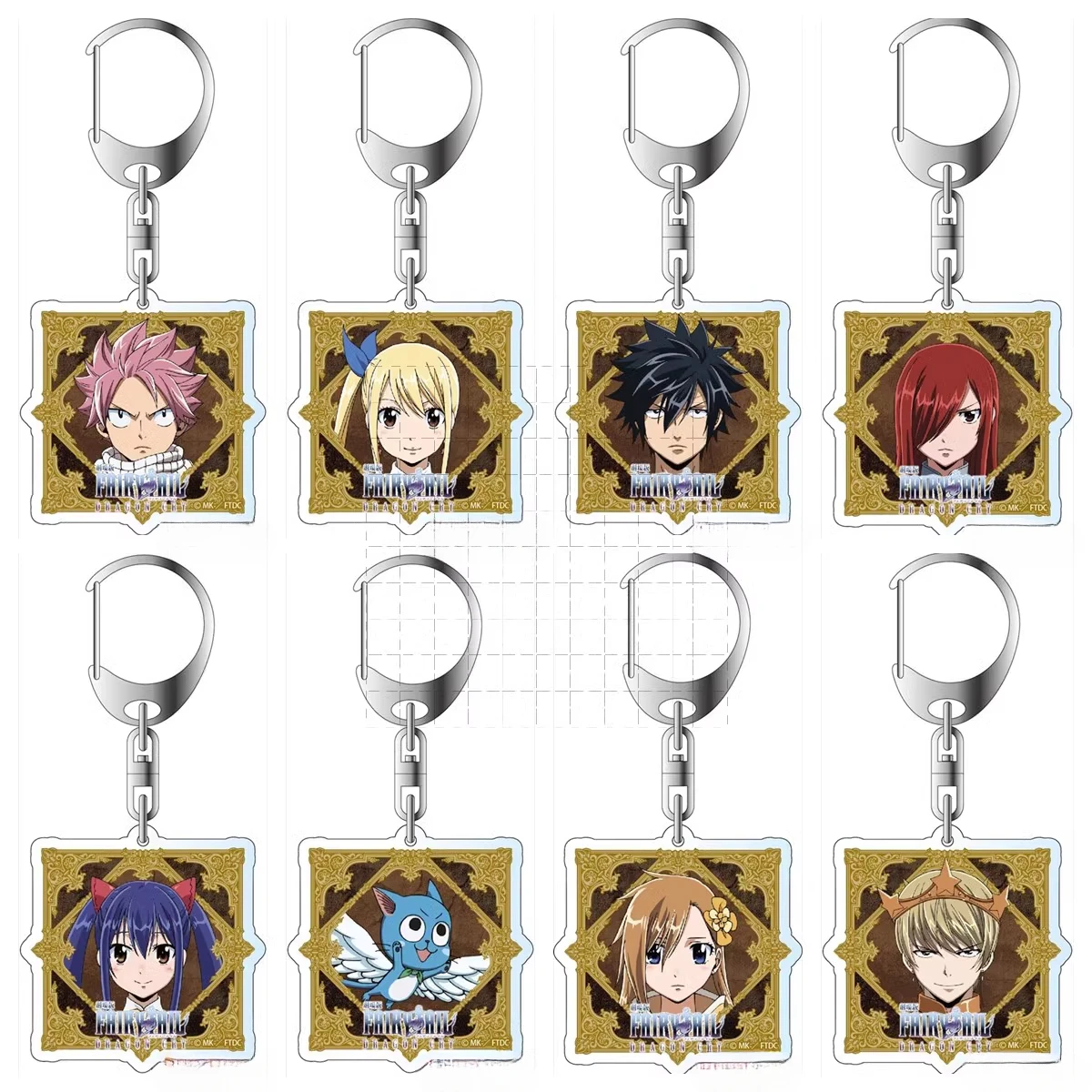 Game Mavis Vermilion Natsu Dragneel Lucy Erza Happy Gray Keychain Doll Anime Acrylic Keyring Bag Pendant for Gift