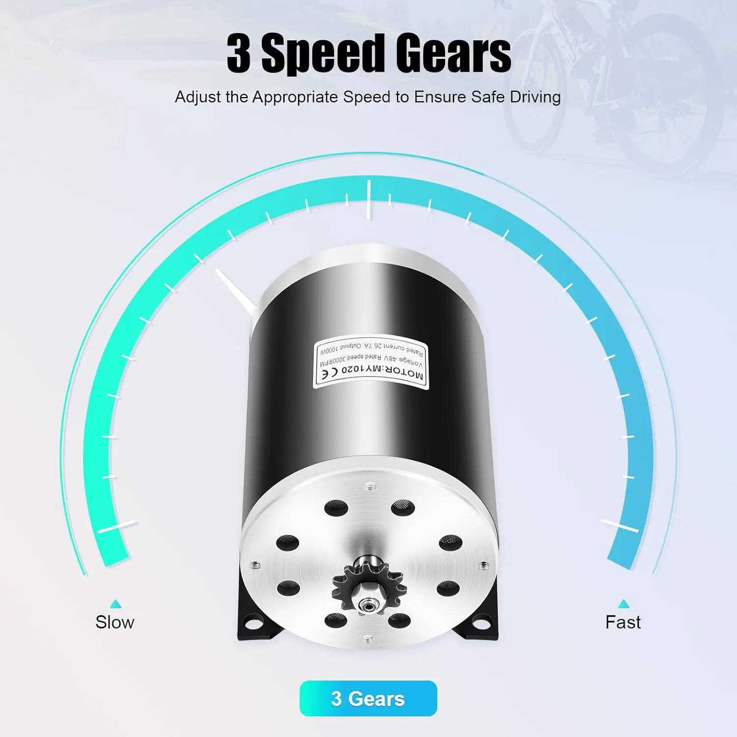 

E-Bike Wheel Motor Kit 48V Electric Bicycle Conversion Kit with Chain Freewheel Motor Controller Accelerator Handle