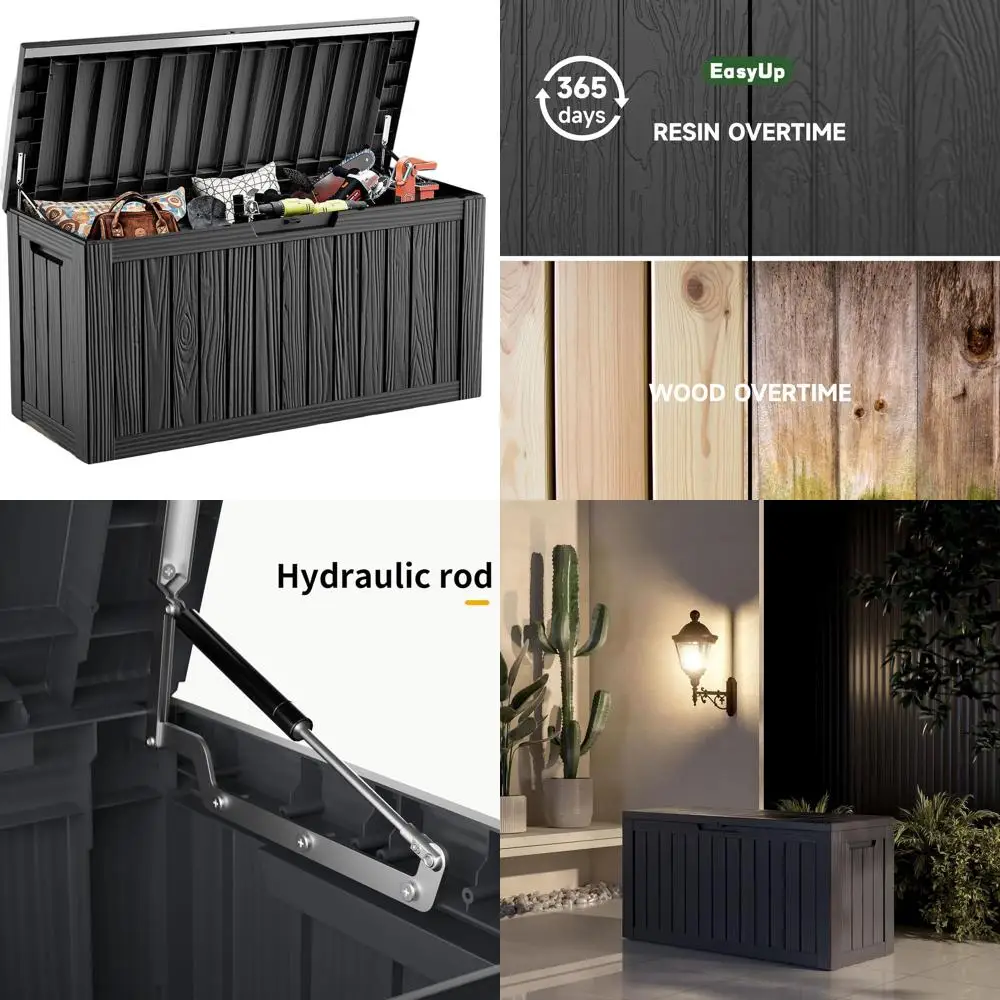 

Weatherproof Outdoor Storage Box with Lock, 85 Gallon Capacity, for Patio Cushions and Garden Tools