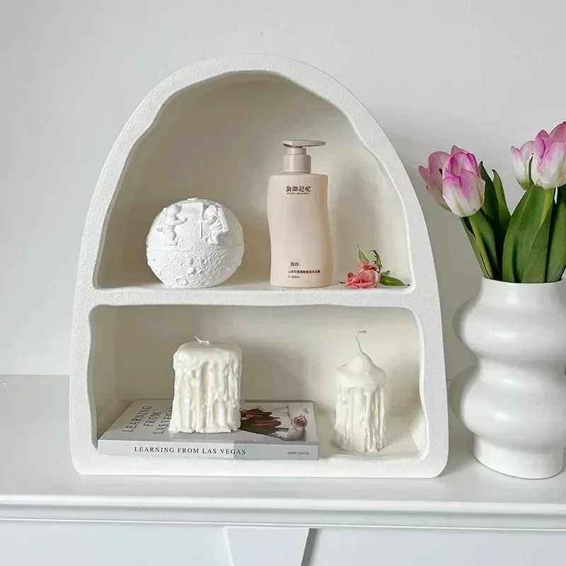 Decorative Cabinet Storage Holders Wall Shelf White Simple Racks Storage Holders Arched Cabinet Perfume Organizer for Girls