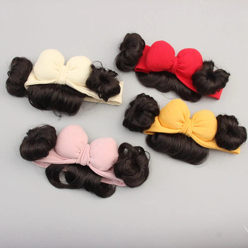 Fashion Cute Baby Kids Hair Wig Headband Children Girls Bow Wig Hairband Newborn Toddlers Wig Hat Hairpiece Cosplay Headwear