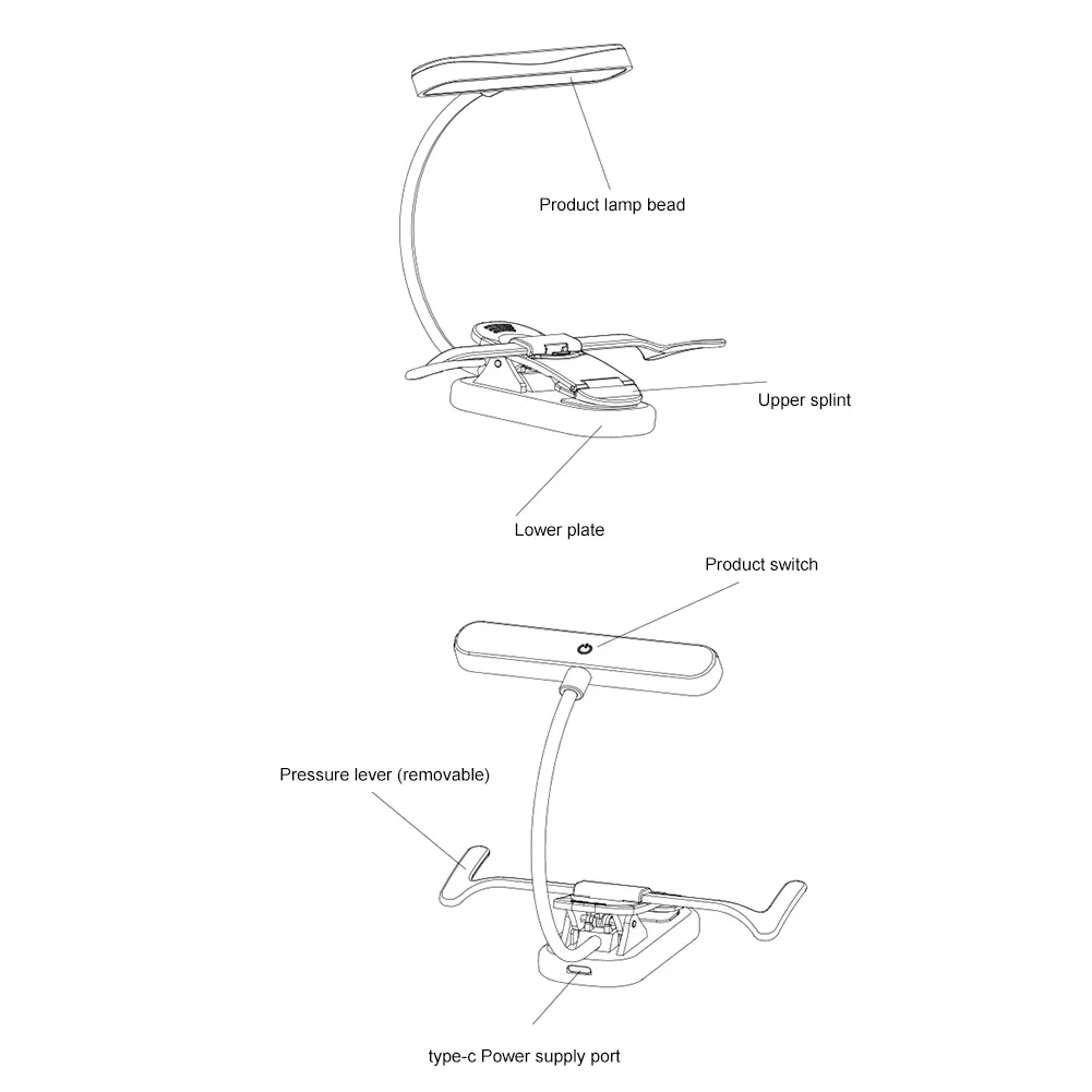 ضوء حامل الموسيقى LED مع مشبك رقبة مرن على ضوء القراءة يعمل باللمس ستبليس يعتم ضوء الليل بجانب السرير لقراءة الكتب #1