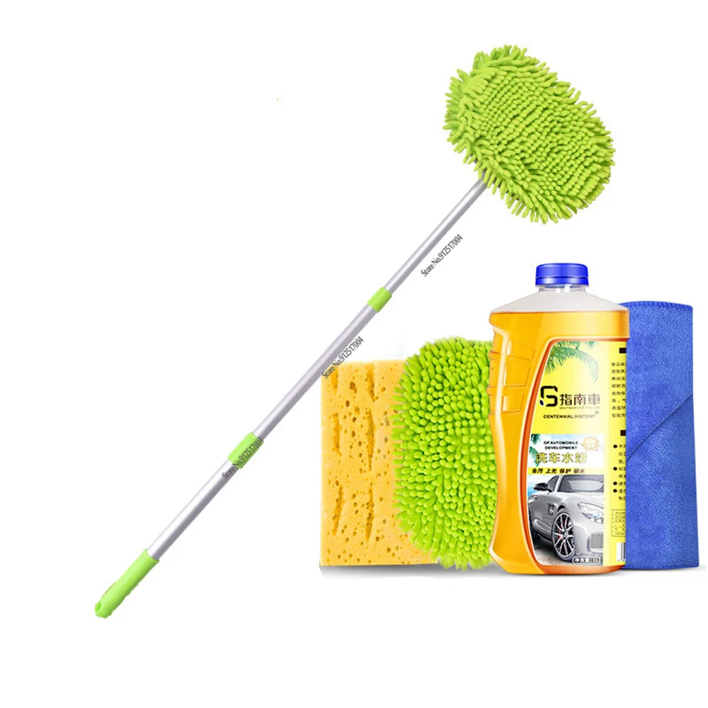 

Car Cleaning Brush Car Wash Brush Telescoping Long Handle Cleaning Mop Chenille Broom Auto Accessories Kit Cleaning Fluid