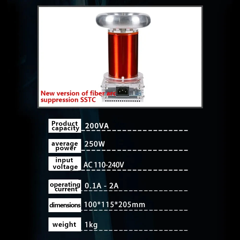 Imagem -06 - Gerador de Alta Frequência com Acabamento Faça Você Mesmo Música Tesla Coil Comprimento do Arco 20cm Ac110240v Sstc 250w