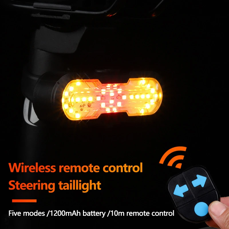 Bicycle Rear Light Cycling Left/Right Turn Signal Bike Tail Light Type-C Rechargeable Warning Lamp with Horn Cycling Accessories - view 3