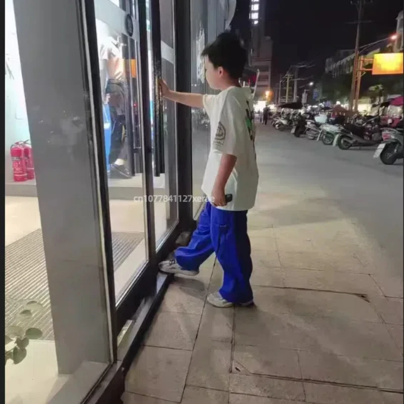 Girl's Jazz Dance Performance Dress, Children's Summer Loose Street Dance Performance Dress, White T-shirt+Blue Pants Set