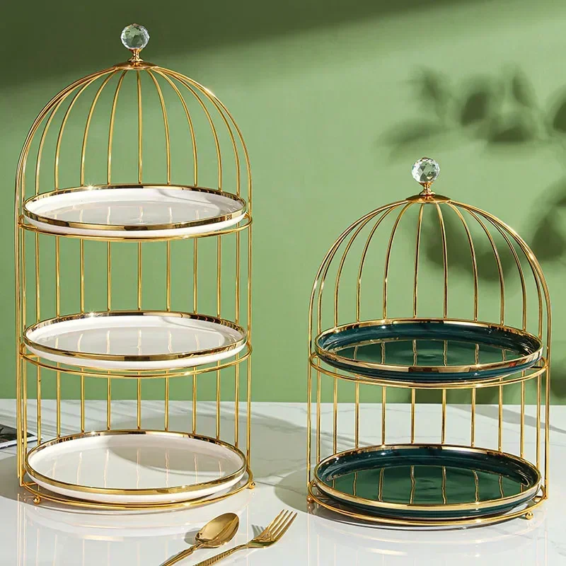 

Bird Cage Dessert Stand British Afternoon Tea 3 Tier Cake Pastry Display Plate Multi Layer Fruit Tray